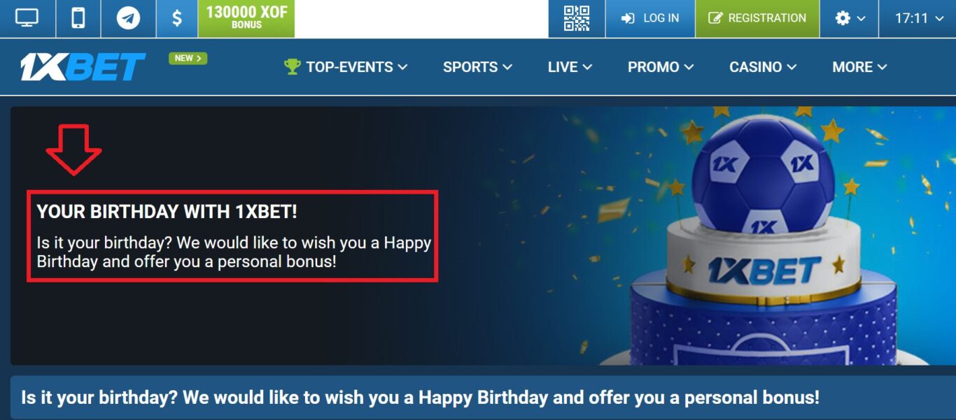 Personalized Birthday Bonus on 1xBet